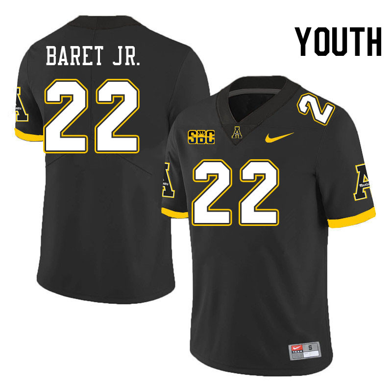 Youth #22 Franklin Baret Jr. Appalachian State Mountaineers College Football Jerseys Stitched-Black